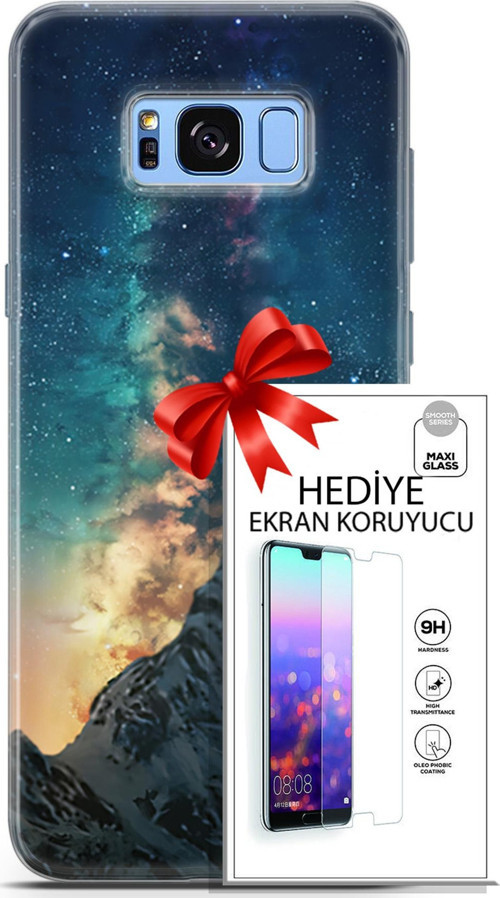 Samsung Galaxy S8 Plus Kılıf Orijinal Seri Fantasy 19 Mavi Gece Tam Koruma Kılıf + Ekran Koruyucu