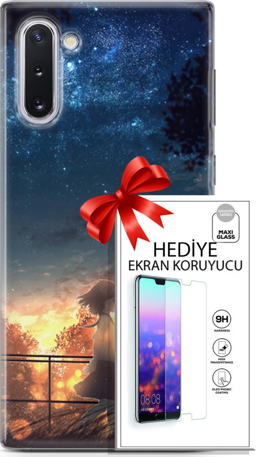 Samsung Galaxy Note 10 Kılıf Orijinal Seri Fantasy 21 Anime Yıldızlar Darbe Önleyici Kapak + Ön Ekran Koruyucu