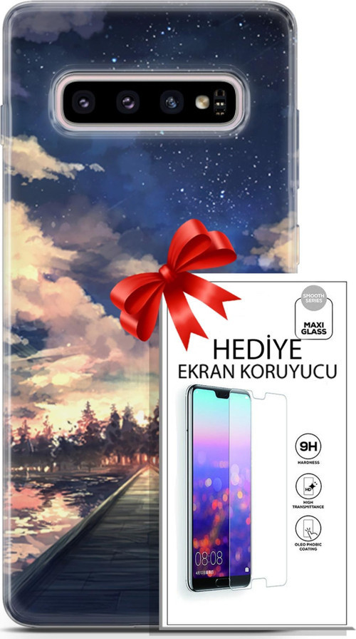 Samsung Galaxy S10 Plus Kılıf Orijinal Seri Fantasy 22 Sonsuz Yol Kap + Ekran Koruyucu