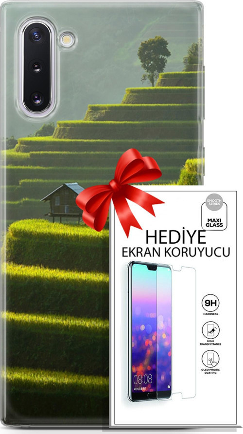 Samsung Galaxy Note 10 Kılıf Orijinal Seri Fantasy 23 Çay Tarlası Telefon Kabı Ve Ekran Koruyucu