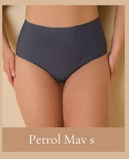 İç Giyim İz Yapmayan Yüksek Bel F.K./Pants Büyük Beden Lazer Kesim Kadın Külot Petrol Mavisi 38