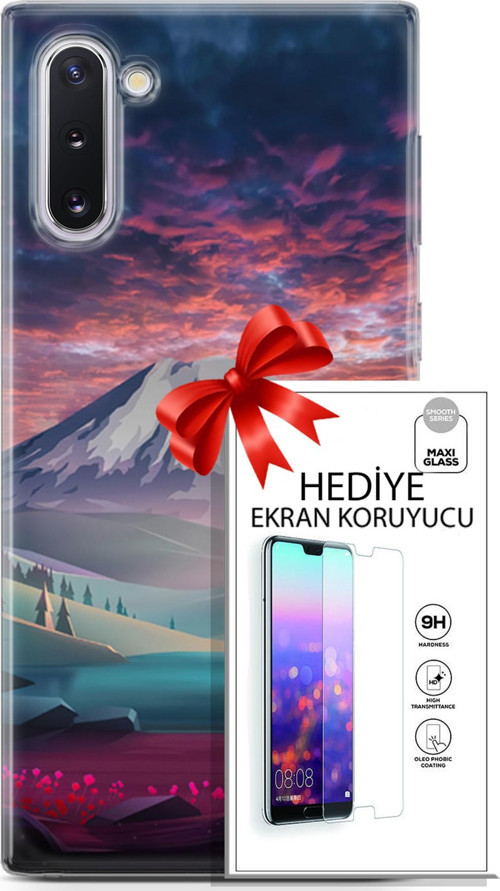 Samsung Galaxy Note 10 Kılıf Orijinal Seri Fantasy 14 Karlı Dağ Cover Kılıf + Ön Ekran Koruyucu