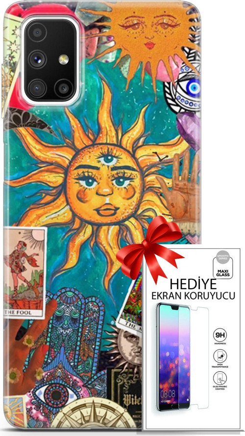 Samsung Galaxy M51 Kılıf Orijinal Seri Bounce 08 Elodie Edwards Baskılı Kılıf + Ekran Koruyucu