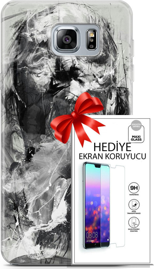 Samsung Galaxy Note 5 Kılıf Orijinal Seri Soul 30 Siyah Beyaz Kenarları Şeffaf Kapak Ve Ekran Koruyucu