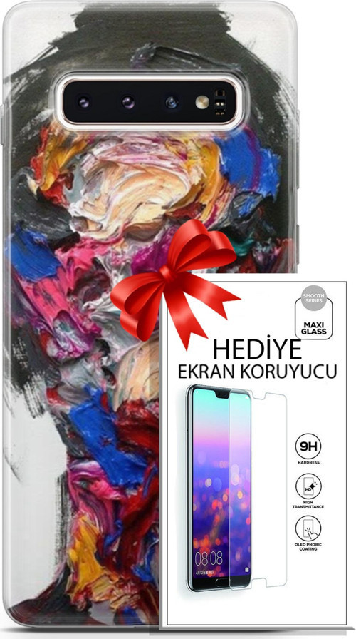 Samsung Galaxy S10 Kılıf Orijinal Seri Soul 02 Sanatsal Kapak Ve Ekran Koruyucu