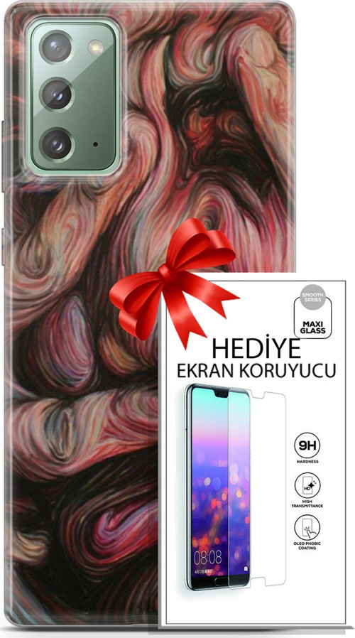 Samsung Galaxy Note 20 Kılıf Orijinal Seri Soul 27 Dağılmış Surat Lazer Kesim Silikon Ekran Koruyucu