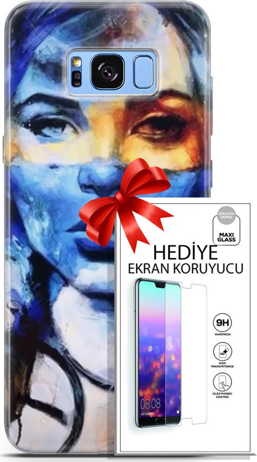 Samsung Galaxy S8 Plus Kılıf Orijinal Seri Soul 13 Mavi Sarı Case Kapak Ekran Koruyucu