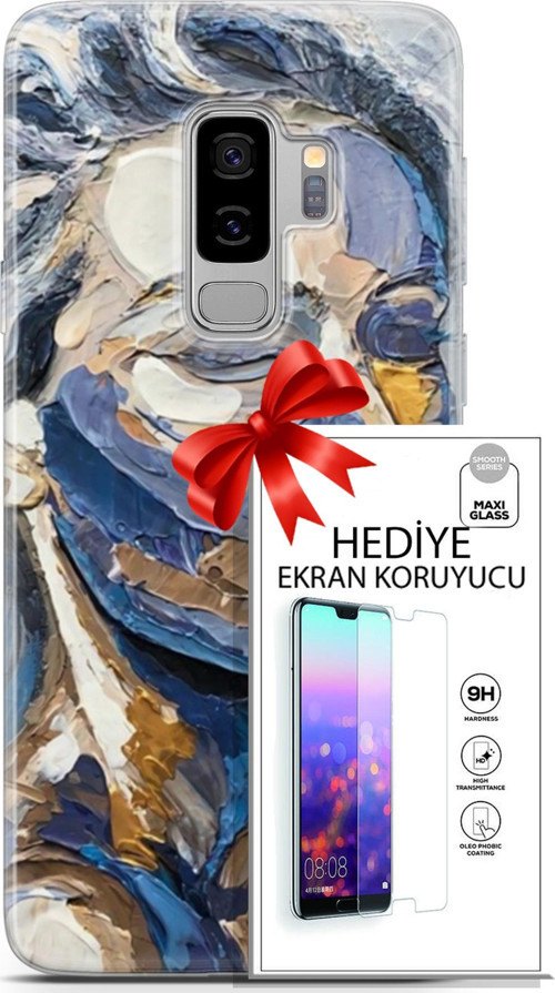 Samsung Galaxy S9 Plus Kılıf Orijinal Seri Soul 06 Mavi Yüz Koruyucu Kapak Ekran Koruyucu