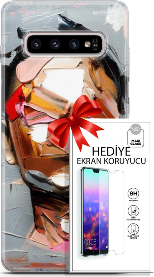 Samsung Galaxy S10 Plus Kılıf Orijinal Seri Soul 01 Suratsız Telefon Kılıfı + Ekran Koruyucu
