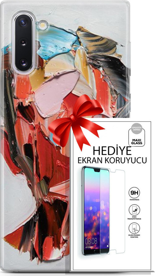 Samsung Galaxy Note 10 Kılıf Orijinal Seri Soul 09 Pembe Kırmızı Mavi Uv Kılıf Ve Ekran Koruyucu