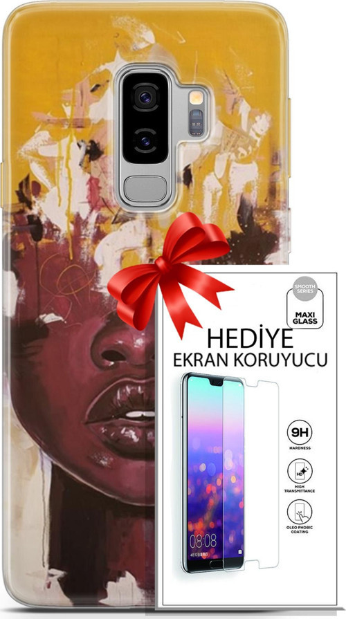 Samsung Galaxy S9 Plus Kılıf Orijinal Seri Soul 23 Sarı Kahverengi Telefon Kabı Ve Ekran Koruyucu