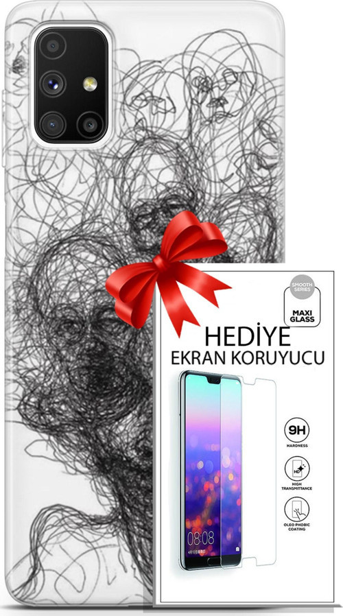 Samsung Galaxy M51 Kılıf Orijinal Seri Soul 25 Kurşunkalem Soyulmayan Kılıf + Ekran Koruyucu Full Koruma