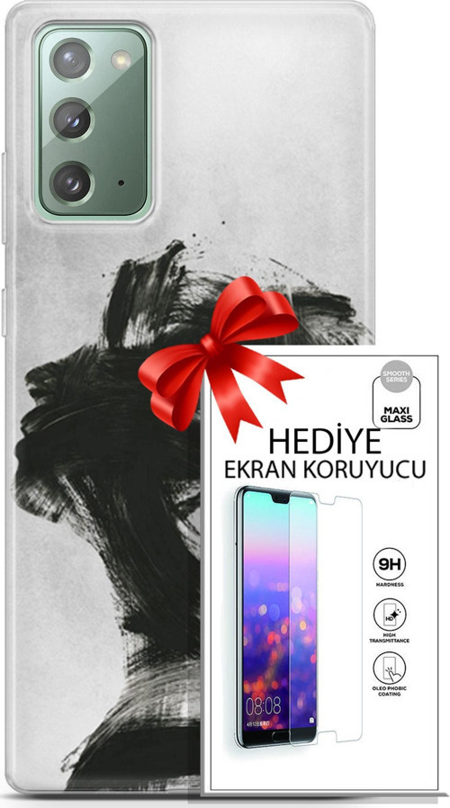 Samsung Galaxy Note 20 Kılıf Orijinal Seri Soul 05 Karakalem Koruma Kılıfı + Ekran Koruyucu
