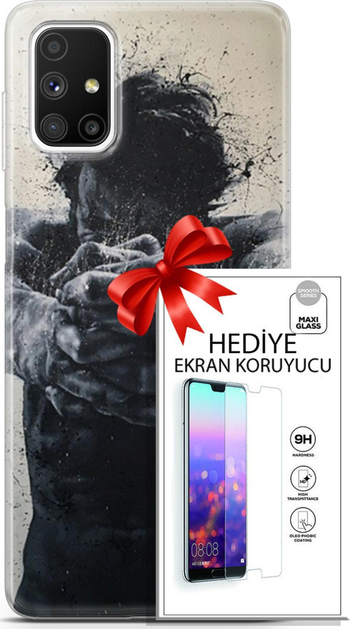 Samsung Galaxy M51 Kılıf Orijinal Seri Soul 28 Yumruk İz Bırakmayan Kılıf + Ön Ekran Koruyucu