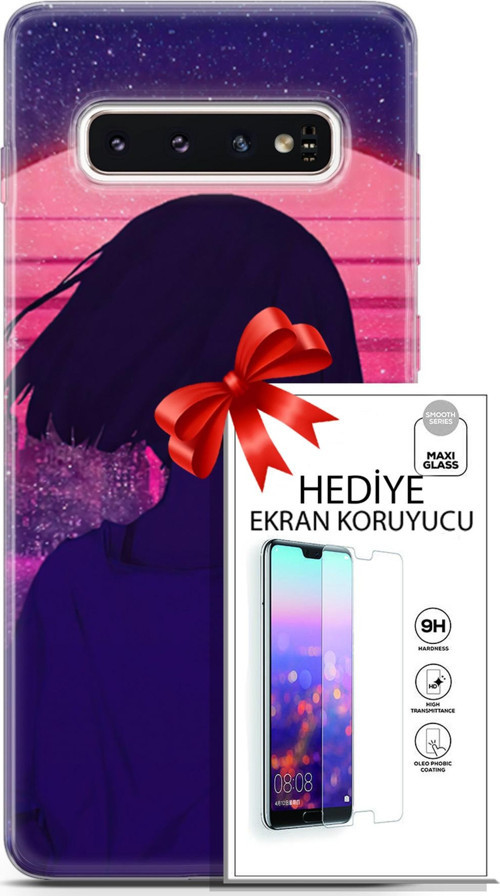 Samsung Galaxy S10 Kılıf Orijinal Seri Neo 12 Blak Panther Tasarım Kılıf + Ekran Koruyucu