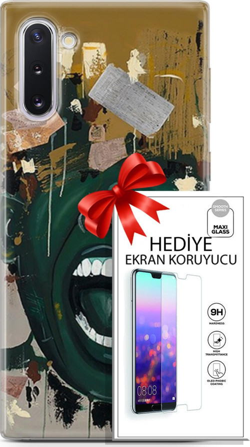 Samsung Galaxy Note 10 Kılıf Orijinal Seri Soul 15 Koyu Yeşil Kalın Silikon + Ekran Koruyucu