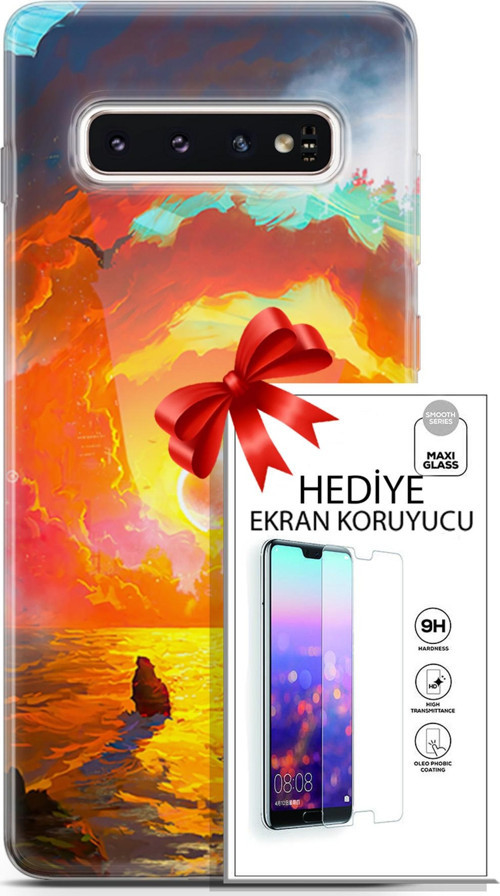 Samsung Galaxy S10 Kılıf Orijinal Seri Neo 21 Tabancalı Darbe Önleyici Kapak + Ön Ekran Koruyucu