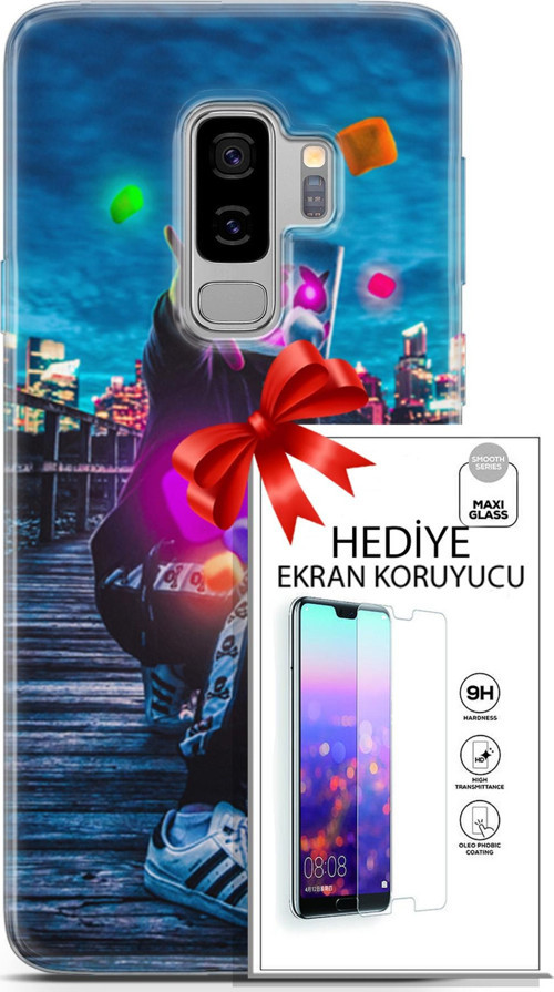 Samsung Galaxy S9 Plus Kılıf Orijinal Seri Neo 28 Örümcek Kız İz Bırakmayan Kılıf + Ön Ekran Koruyucu