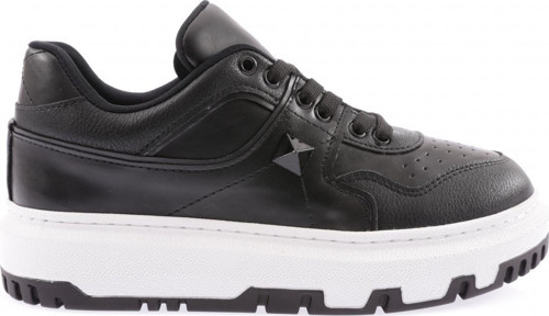 Kadın Kalın Taban Bağcıklı Dikiş Detaylı Sneakers Ayakkabı Siyah 1313363