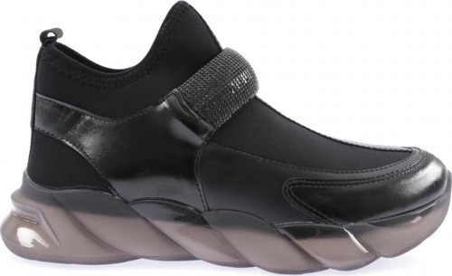 Kadın Strech Detaylı Silver Taş Bantlı Sneakers Ayakkabı Siyah 2153137