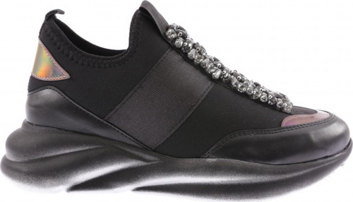 Kadın Strech Detaylı Kristal Taşlı Sneakers Ayakkabı Siyah 3333137