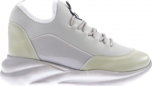Kadın Kalın Taban Strech Detaylı Silver Taş Bağcıklı Sneakers Ayakkabı Buz Yeşil 4263137