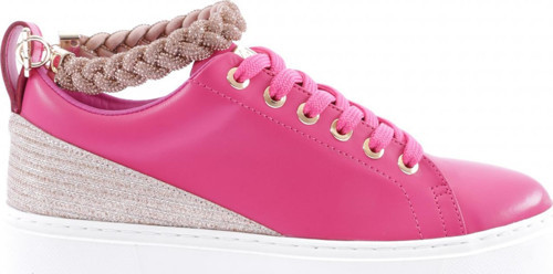 Kadın Kalın Taban Halhal Detaylı Silver Taşlı Sneakers Ayakkabı Fuşya 15299623118