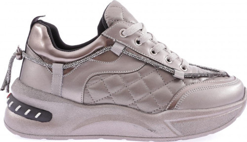 Kadın Silver Taş İp Detaylı Bağcıklı Sneakers Ayakkabı Platin Kapitone 1232831