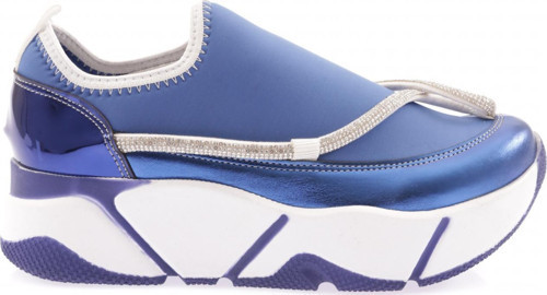 Kadın Strech Taşlı İp Detaylı Mega Kalın Taban Sneakers Ayakkabı Saks 234913116
