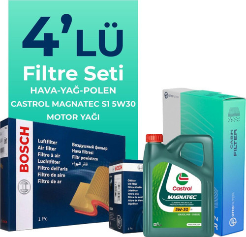 Fiat Grande Punto 1.3 Dizel Filtre Bakım Seti Castrol Motor Yağlı EURO 5 (2005-2013) 4 Lü