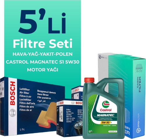 Fiat Grande Punto 1.3 Dizel Filtre Bakım Seti Castrol Motor Yağlı EURO 4 (2005-2013) 5 Li
