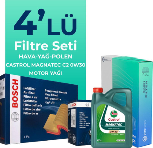 Citroen Jumper 2.0 BlueHDi Dizel Filtre Bakım Seti Castrol Motor Yağlı (2015-2020) 4 Lü