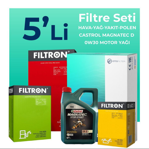 Ford Focus 1.5 Dizel Filtre Bakım Seti Castrol Motor Yağlı (2014-2017) 5 Li