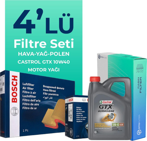 Fiat Siena 1.4 Benzinli Filtre Bakım Seti Castrol Motor Yağlı (1998-2012) 4 Lü
