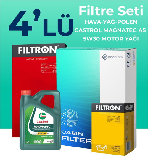 Opel Corsa 1.4 Filtre Bakım Seti Castrol Motor Yağlı (2007-2014) 4 Lü