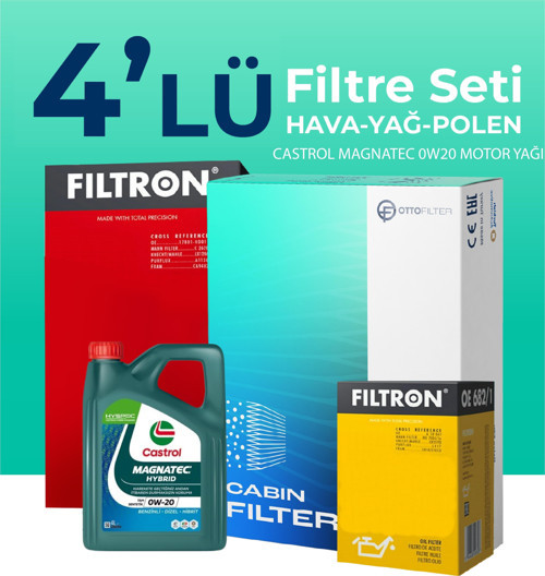 Hyundai Elantra 1.6 Benzin Filtre Bakım Seti Castrol Motor Yağlı (2020-2024) 4 Lü