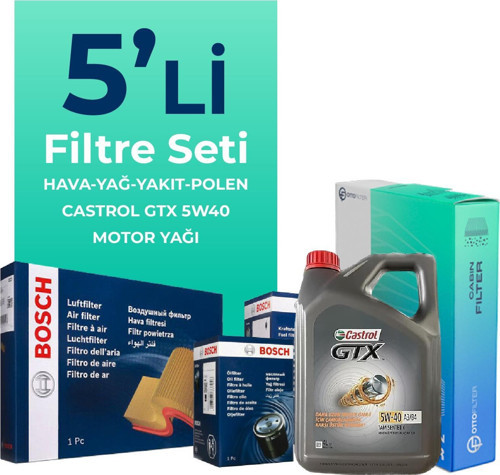 Nissan Qashqai 2.0 Dizel Filtre Bakım Seti Castrol Motor Yağlı (2007-2013) 5 Li
