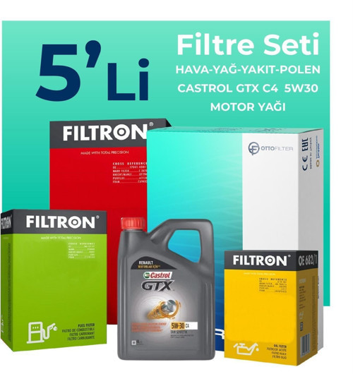 Mercedes CLA180 Dizel Filtre Bakım Seti Castrol Motor Yağlı (2013-2018) 5 Li