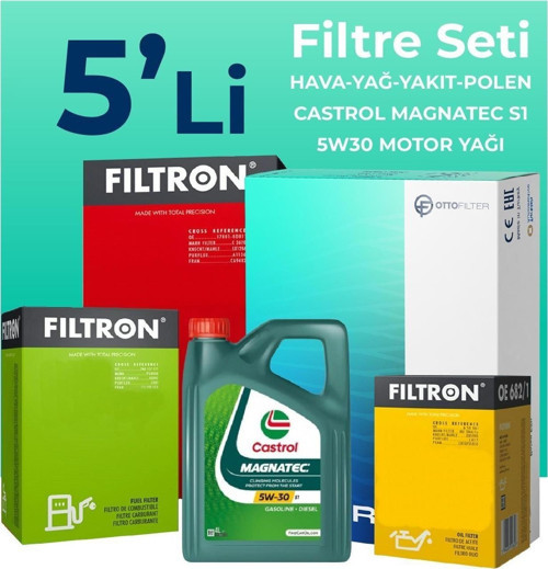 Fiat Doblo 1.3 Dizel Filtre Bakım Seti Castrol Motor Yağlı (2001-2010) 5 Li