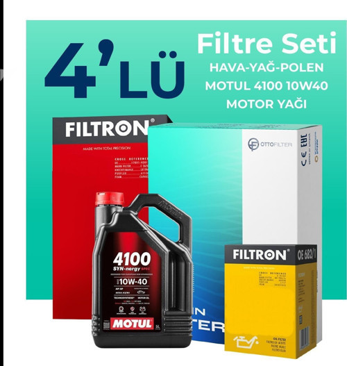 Fiat Punto 1.4 Benzinli Filtre Bakım Seti Motul Motor Yağlı (2005-2011) 4 Lü