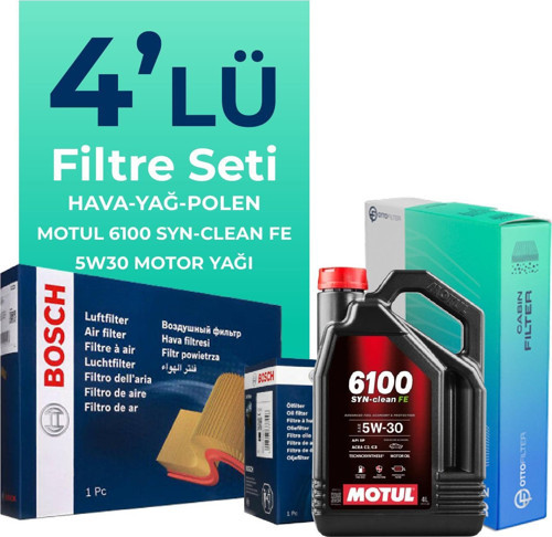 Skoda Rapid 1.2 Benzin Filtre Bakım Seti Motul Motor Yağlı (2012-2015) 4 Lü