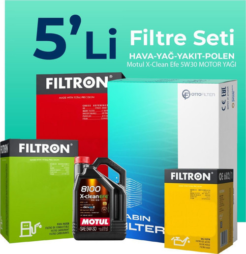Audi A5 2.0 Dizel Filtre Bakım Seti Motul Motor Yağlı (2008-2017) 5 Li