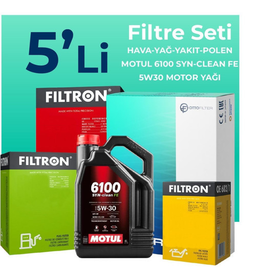 Skoda SuperB 1.6 Dizel Filtre Bakım Seti Motul Motor Yağlı (2011-2015) 5 Li