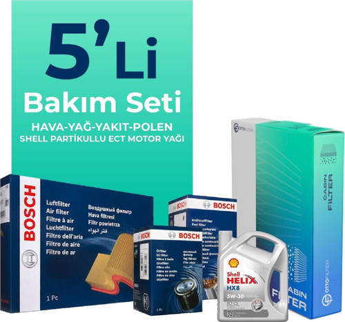 Toyota Yaris 1.4 Dizel Filtre Bakım Seti Shell Motor Yağlı (2011-2016) 5 Li