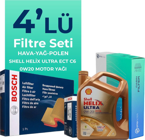 Toyota Yaris 1.5 Benzin Filtre Bakım Seti Shell Motor Yağlı (2020-2023) 4 Lü