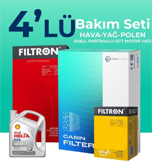 Kia Rio 1.25 Benzin Filtre Bakım Seti Shell Motor Yağlı (2011-2017) 4 Lü