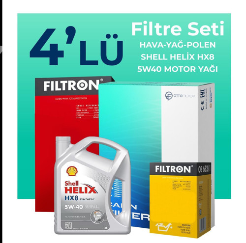 Fiat Punto 1.4 Benzinli Filtre Bakım Seti Shell Motor Yağlı (2012-2017) 4 Lü