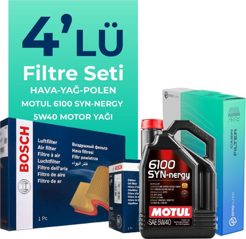 Renault Clio 1.2 Benzin Filtre Bakım Seti Motul Motor Yağlı (2005-2012) 4 Lü