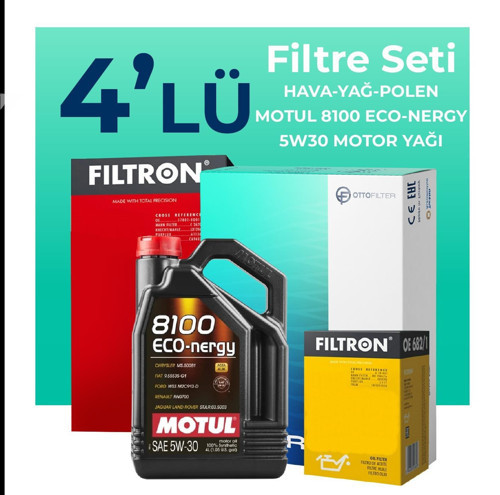 Dacia Logan 1.4 Benzinli Filtre Bakım Seti Motul Motor Yağlı (2007-2013) 4 Lü