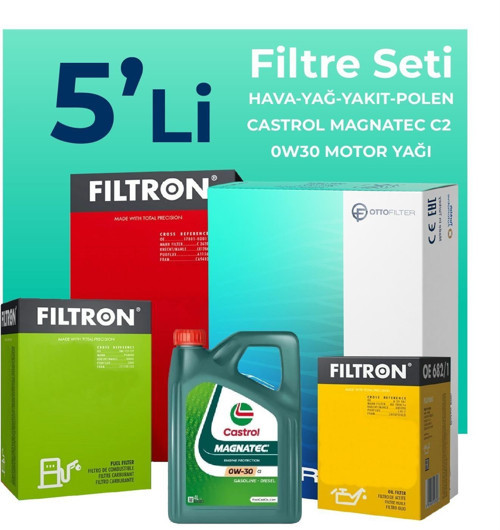 Peugeot Partner 1.6 BlueHDi Dizel Filtre Bakım Seti Castrol Motor Yağlı (2015-2018) 5 Li